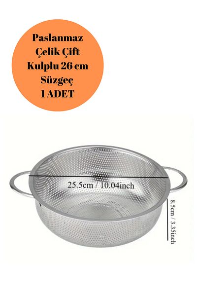 BRE HOME 26 cm Stainless Steel Strainer Basket - for Kitchen, Pasta, Rice and Fruit Food