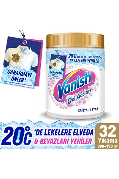 Vanish Oxi Action Kristal Beyaz Deterjan Güçlendirici ve Leke Çıkarıcı Toz 970 Gr