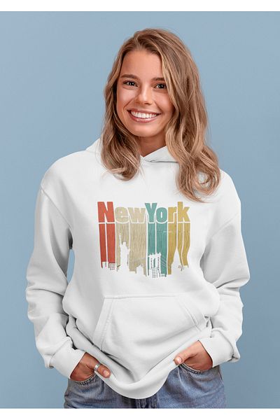 MAD COLLECTİON Hanorac imprimat cu glugă unisex New York