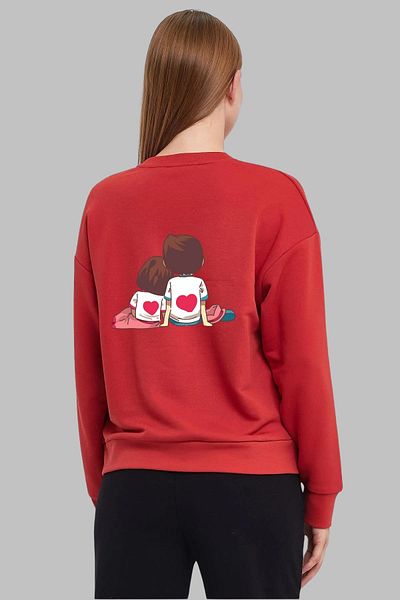 MAD COLLECTİON Унисекс суитшърт с дълъг ръкав, щампа за двойки и кръгло деколте, без качулка и повдигнати елементи