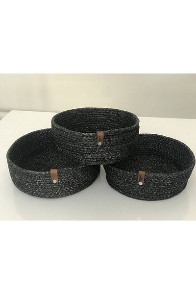 MADAM 3-Piece Jute Rope Knitted Basket - Multi-Purpose Decorative Wicker Basket Set