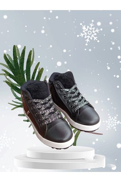 İpek Girl's Black Comfortable Sole Zipper Boots