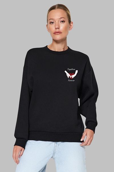 MAD COLLECTİON Hanorac cu mânecă lungă, unisex, cu croială obișnuită, cu mânecă lungă, imprimat TogetherForever.
