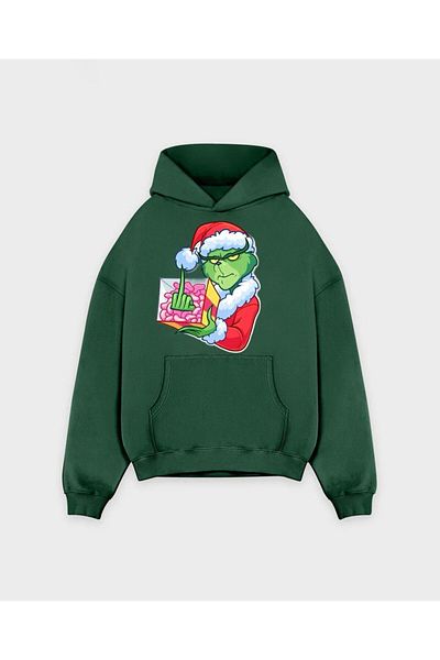 MAD COLLECTİON Φούτερ με στάμπα GRINCH με μακρυμάνικη κουκούλα καγκουρό με κανονική εφαρμογή