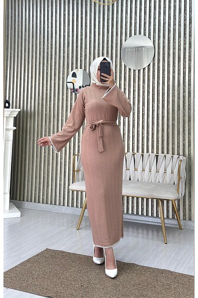 Moda Krash Seasonal Dress with Hair Embroidery - Patterned Detail
