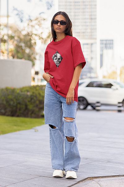 MAD COLLECTİON Zeus Skull Printed Unisex Oversize Cotton T-Shirt - Crew Neck, Short Sleeve