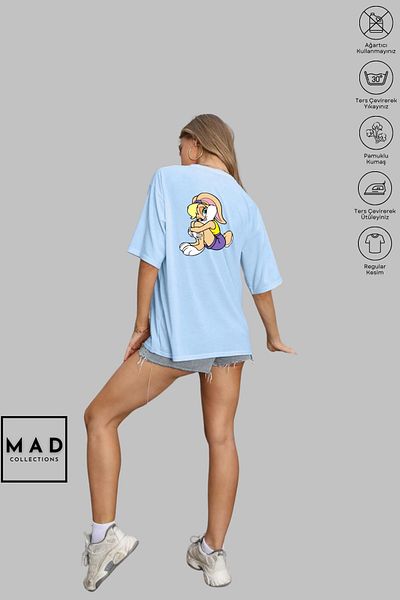 MAD COLLECTİON MAD COLLECTION Unisex Oversize Crew Neck Lola Bunny Βαμβακερό εμπριμέ κοντομάνικο μπλουζάκι