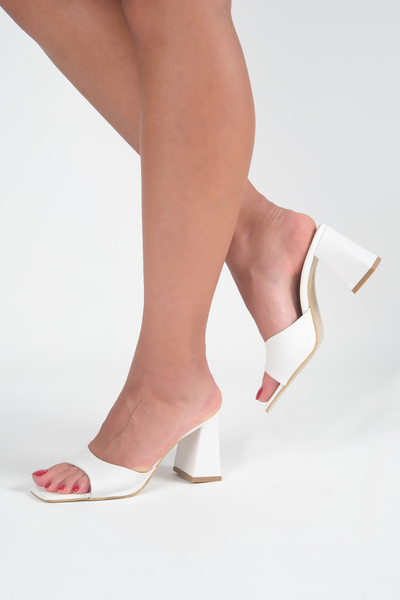 Ömer Ediz Shoes Luna Leather Covered - 9 cm Heeled Slippers