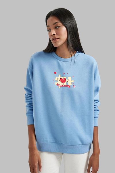 MAD COLLECTİON Φούτερ Unisex με κανονική εφαρμογή με μακρυμάνικο ψυχή και φίλη με στάμπα με λαιμόκοψη χωρίς κουκούλα