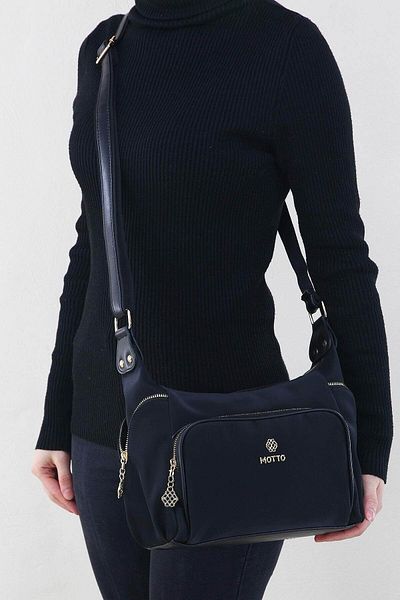 MOTTO Cross Strap Women's Design Shoulder Bag Waterproof Satin Fabric Multi-Eye Zipper Lined 5323