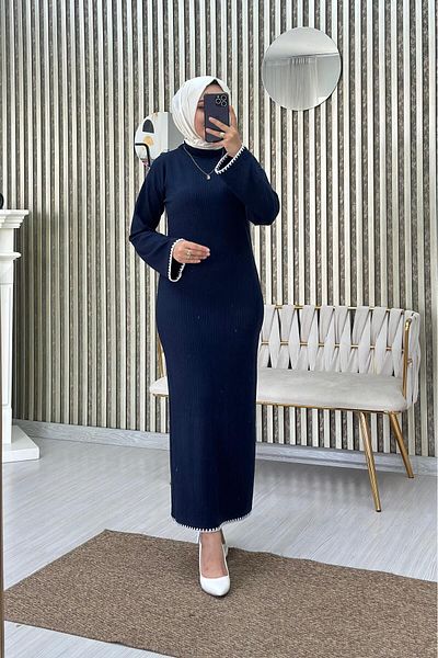 Moda Krash Seasonal Dress with Hair Embroidery - Patterned Detail