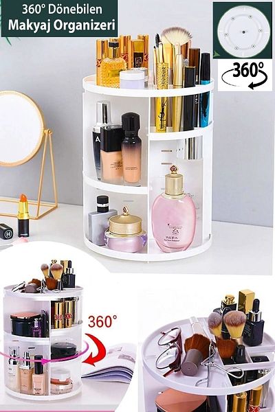 CocoVia 360 Degree White Makeup Organizer - Rotatable