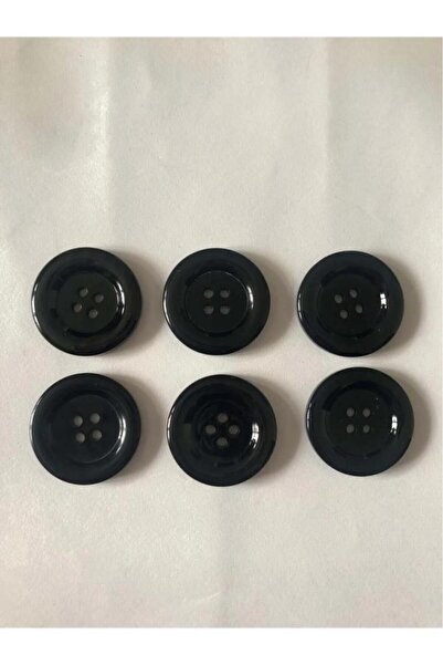 abnturk Siyah Plastik Süper Kaliteli Düğme 1,8 Cm 1 Paket 5 Adet