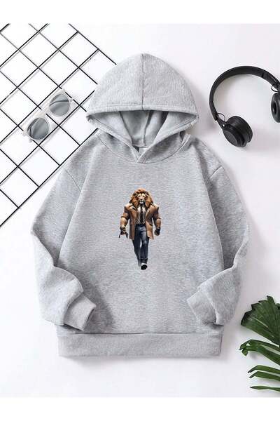 YUNAYT Παιδική μπλούζα με κουκούλα με στάμπα