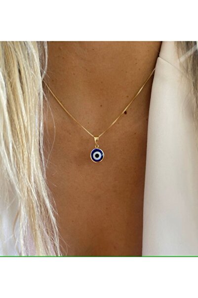 Claritas Takı Kadın Altın Kaplama Minimal Yılan Zincir Mavi Nazar Boncuğu