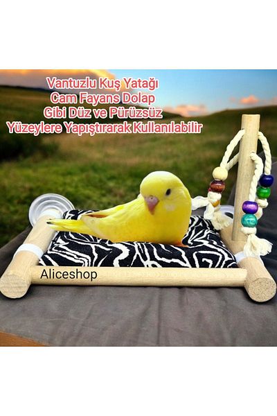 aliceshop Bird Bed with Suction Cup - Pillow Cushion, Rest and Sleeping House