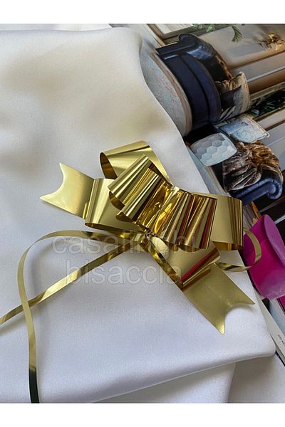 bisaccia Metallic Gold Colored 4 Pieces Bow Ornament 30mm - Gift Package