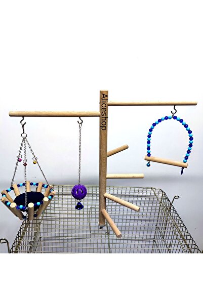 aliceshop Entertainment Platform - Lovebird, Giant Bird on Cage with Perches, for Lovebirds and Sizes