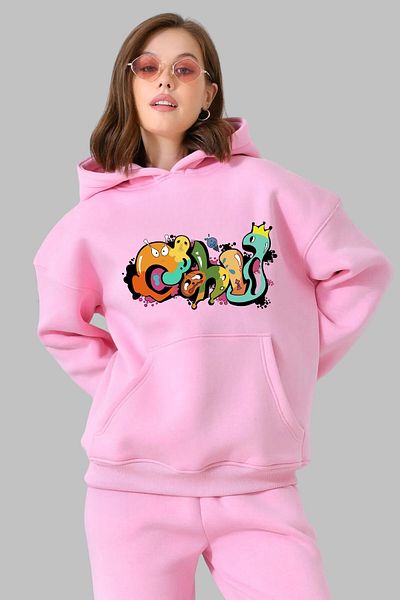 MAD COLLECTİON Unisex Hoodie κανονική εφαρμογή με μακρυμάνικο γκράφιτι με κουκούλα φούτερ Oversize βαμβακερό