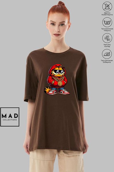 MAD COLLECTİON Μπλουζάκι με κοντό μανίκι με στάμπα GARFIELD με λαιμόκοψη Unisex