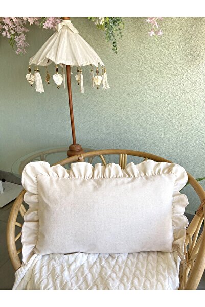 Sister Home Design Keten, Bohem, Fırfırlı, Vintage, Dikdörtgen Kırlent Kılıfı