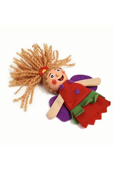morlalem m 1Pc Wooden and Fabric Butterfly Girl Finger Puppet
