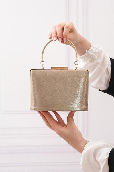 ROZA CANTA Γυναικεία χρυσή βραδινή τσάντα Clutch Clutch