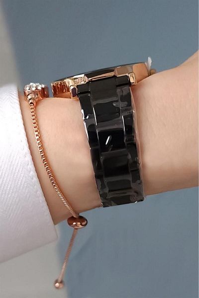Daniel Klein New Model Cut Glass Steel Bracelet Black Women's Wrist Watch + Zircon Stone Bracelet