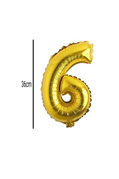 asöy 6 Years Old Gold Number - 36 cm Small Size Foil Balloon
