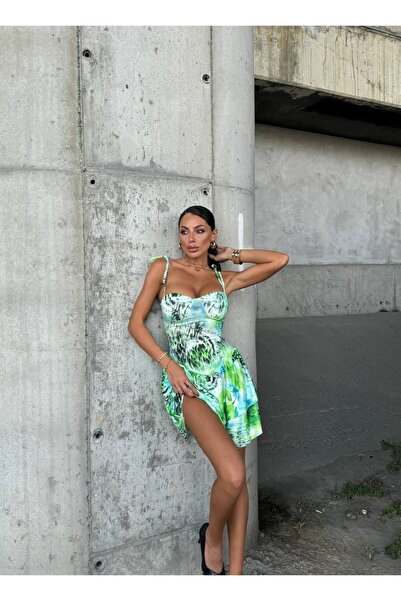 Miss Bağlama Askılı Mini Kloş Globlu Elbise