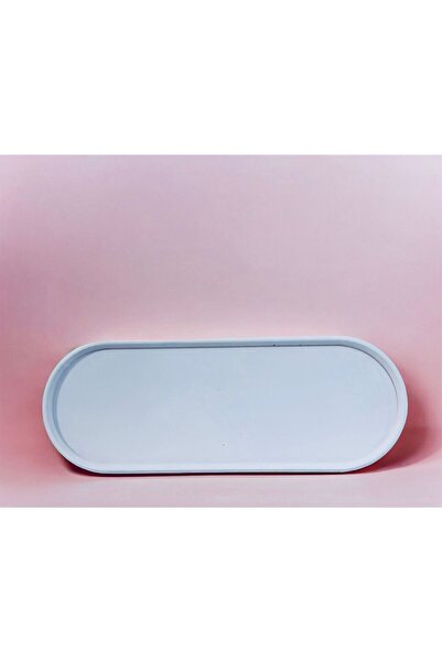 mythos Oval Beton Tepsi Sunumluk Kar Beyazı Organizer Düzenleyici Aksesuar St...