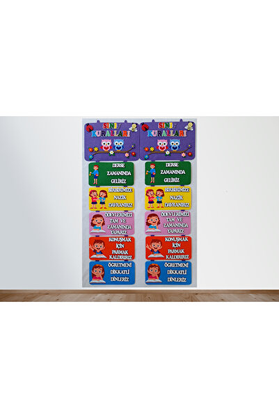 elifletasarim Sınıf Kuralları Panosu ( Keçeden Eğitim Materyalleri)