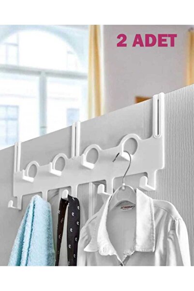 Genel Markalar 2 Adet Beyaz 9 kancalı Kapı Arkası Çok Amaçlı Askılık