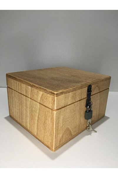 Gorilla Fashion El Yapımı Ahşap Hediye Anı Kutusu Kilitlenebilir 20x23x16cm Kestane Eskitme