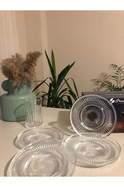 Paşabahçe Resqa Elysia and Elena Tea Plate - Set of 12 Compatible Tea Cups