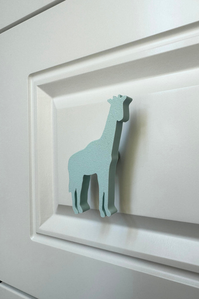 Pomerol Mâner pentru dulap cu girafă albastră - mâner de mobilier modern, elegant și durabil pentru camera copiilor, bucătărie și baie