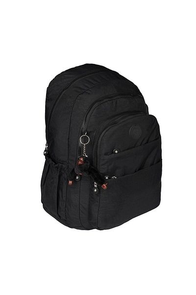Relaxion Kırınkıl Water Repellent Fabric 5 Compartment School Backpack with Accessories RLX1625-Black