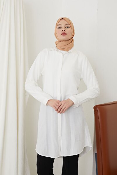 Naknaku Дълга туника със скрити джобове - Екру