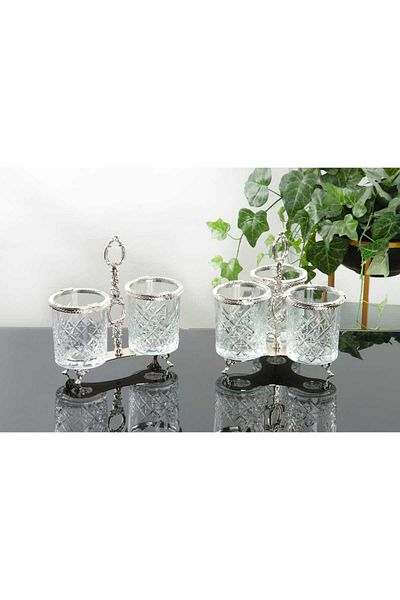 MaviDamla Silver Colored Two Pieces Spoon Set with Legs and Compartments