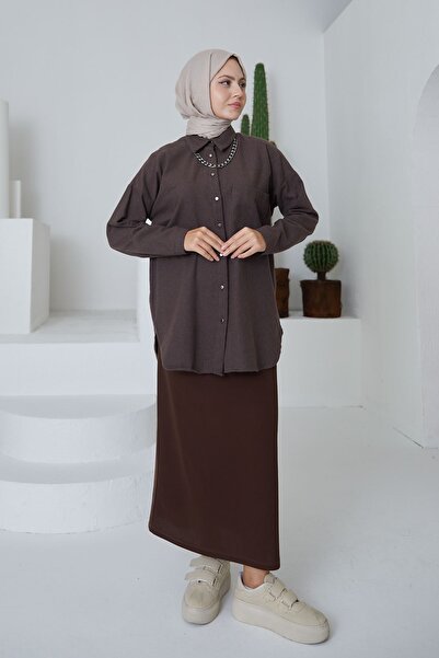 Spesniks تنورة قلم رصاص-بني