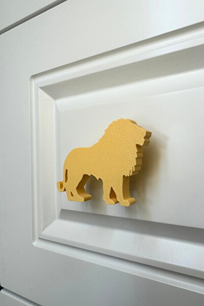 Pomerol Mâner pentru dulap cu leu galben - mâner de mobilier elegant, distractiv și durabil pentru camera copiilor, bucătăria și baia