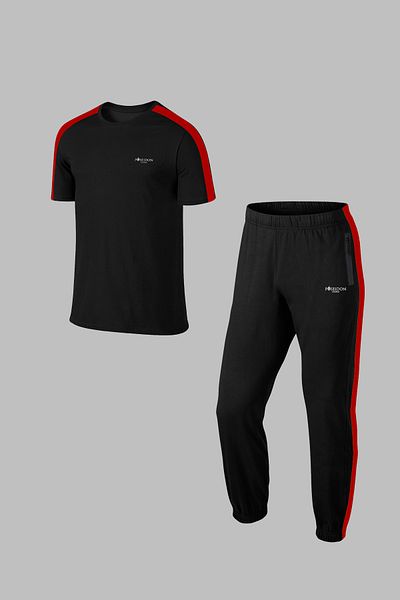 POSEIDON STORM Plus Size Black Supra Combed Cotton Tracksuit - Comfortable Running and Walking Set 4
