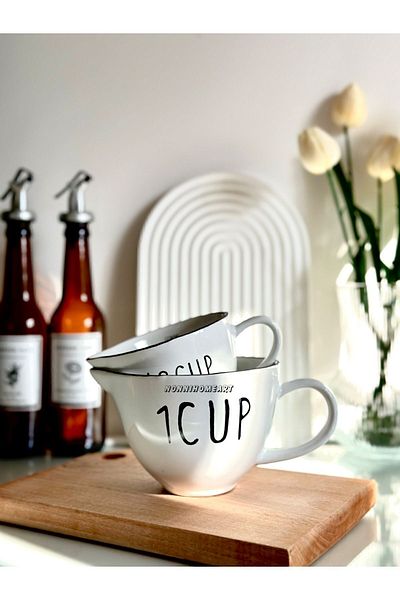 Nonni Home Art Set of 2 Loza Ceramic Measuring Cups Mug 250 Ml/500ml