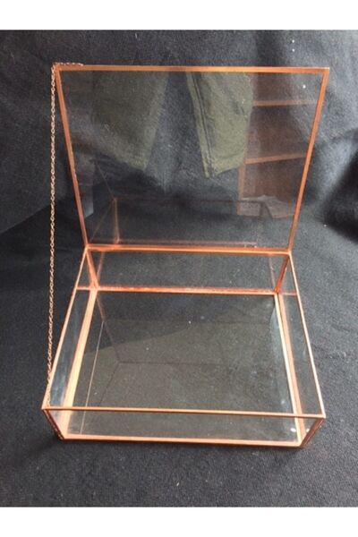 GÜVEN Dekoratif Kapaklı Cam Kutusu Nişan Söz Kına 25x20x8 Cm