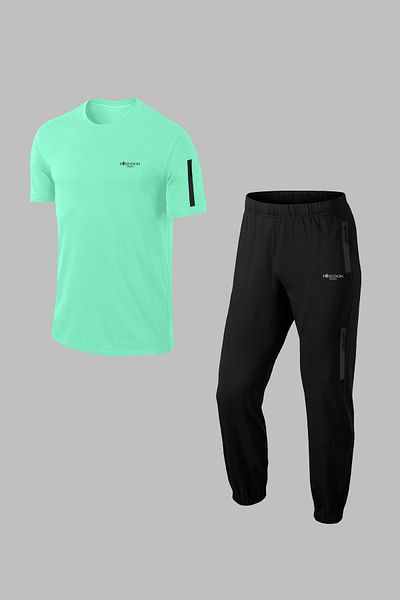 POSEIDON STORM Water Green Large Size Men's Tracksuit Set - Comfortable Zipper and Pocket 4-1