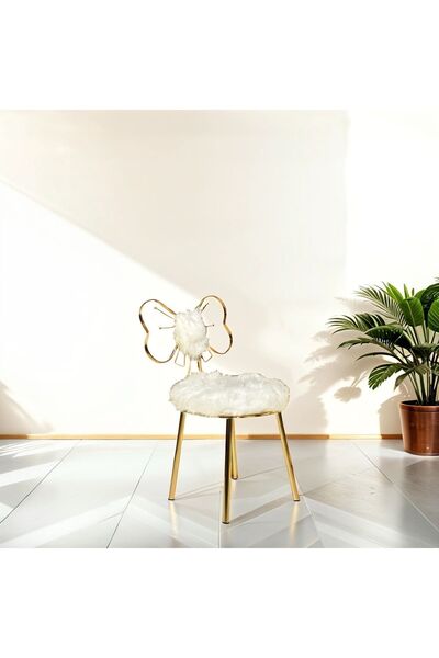 ZELENSA Kelebeksandalye Beyaz Prenses Sandalye Makyaj Sandalyesi