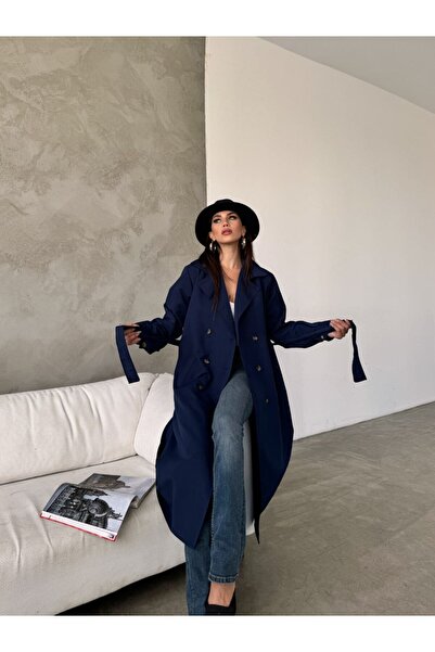 DENİKK Fabric Woven Waist Belted Trench Coat