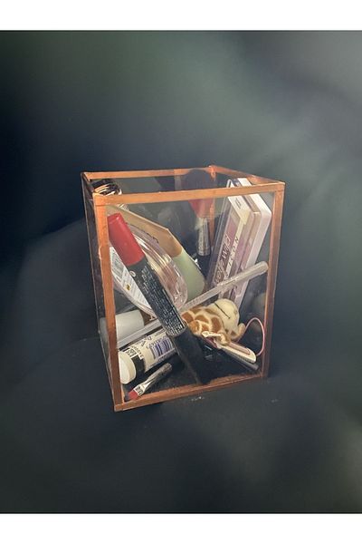 GÜVEN Copper Rose Custom Design Cosmetic Storage Box Gold Desktop Lipstick Glass Jewelry