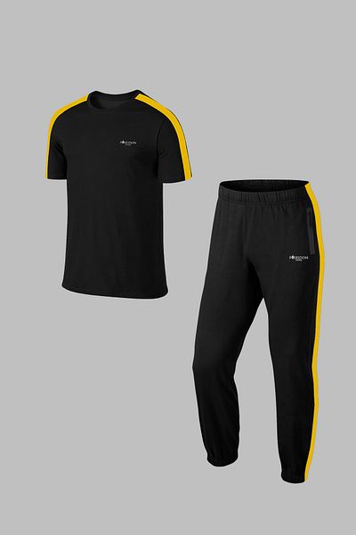 POSEIDON STORM Men's Black Special Supra Combed Cotton - Comfortable Pocket Walking and Running Set 4XL