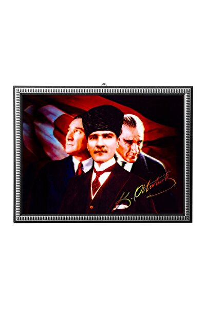 Burak Askeri Malzeme 5D Reçine Elmas Boyama 180° Hareketli 3 lü Atatürk ve im...